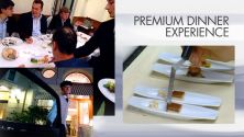 Standbild aus Case-Video: Event-Teilnehmer im exklusiven Hotelrestaurant, Typo "Premium Dinner Experience"
