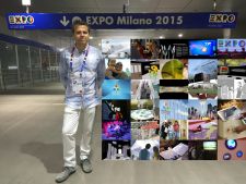 Bild-Collage mit eyecatcher Geschäftsführer Richard Klein bei Expo Milano 2015 und 30 Standbildern aus Case-Video