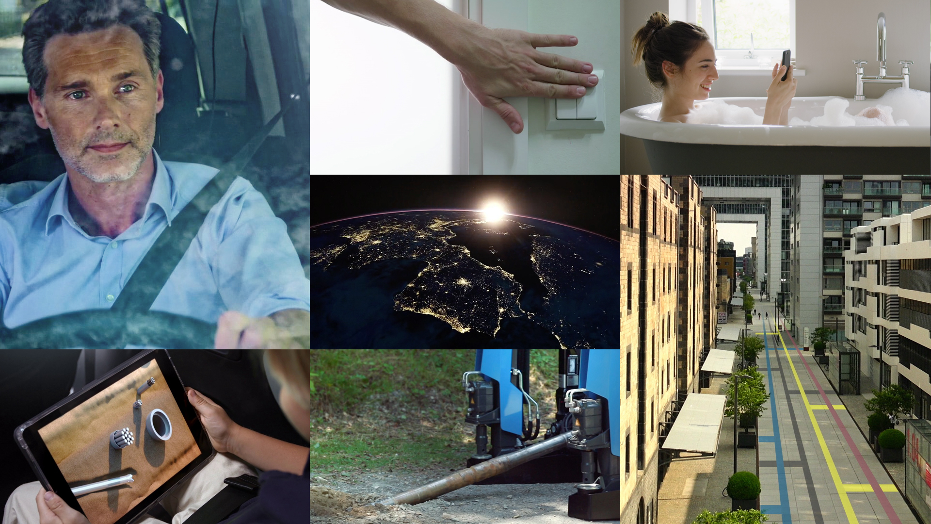 Bild-Collage von sieben Standbildern aus Imagefilm